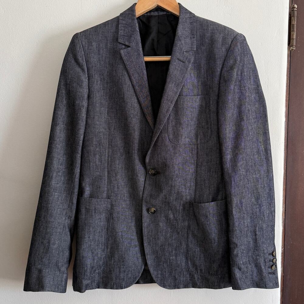 AMI Alexandre Mattiussi | Linen Blend Gray Tweed Blazer | French Sz 48  US Sz 38